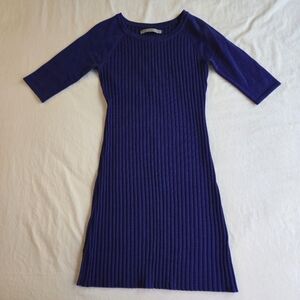Marc New York Ribbed Midi Sweater Dress Royal Purple Blue